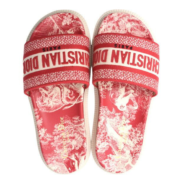  Dép Nữ Dior Dway Mule Embroidery Sandals 'Red' 