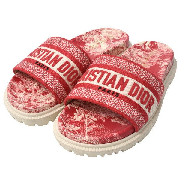  Dép Nữ Dior Dway Mule Embroidery Sandals 'Red' 