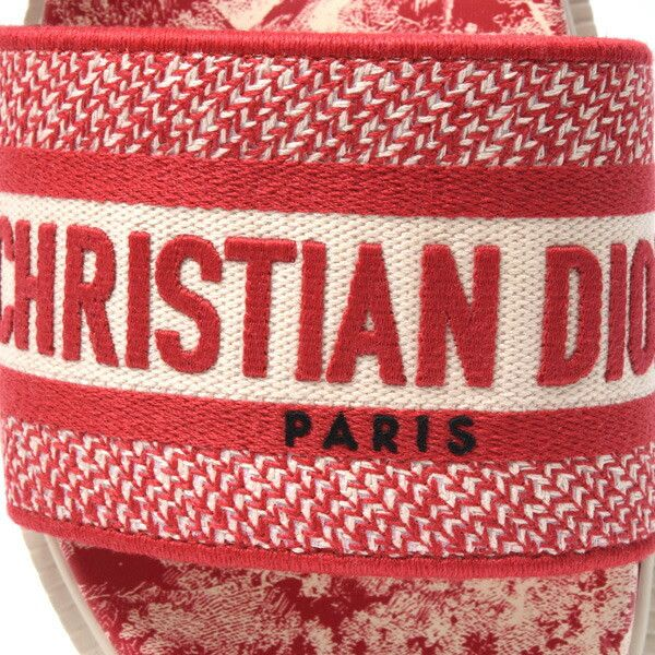  Dép Nữ Dior Dway Mule Embroidery Sandals 'Red' 