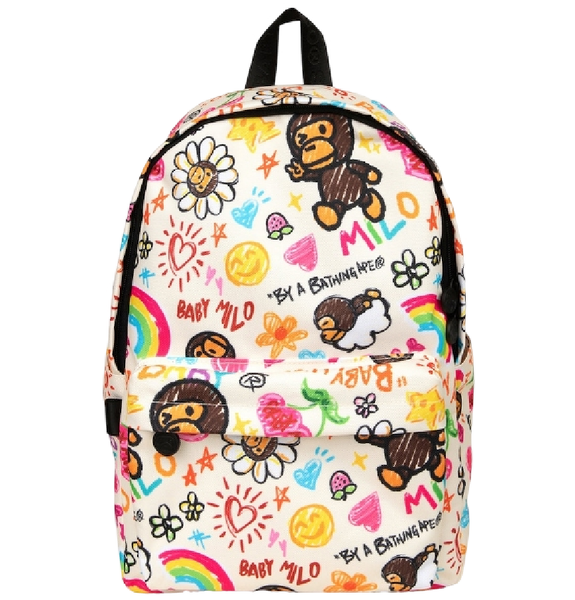  Balo Bape Baby Milo Print Medium Backpack 'White' 