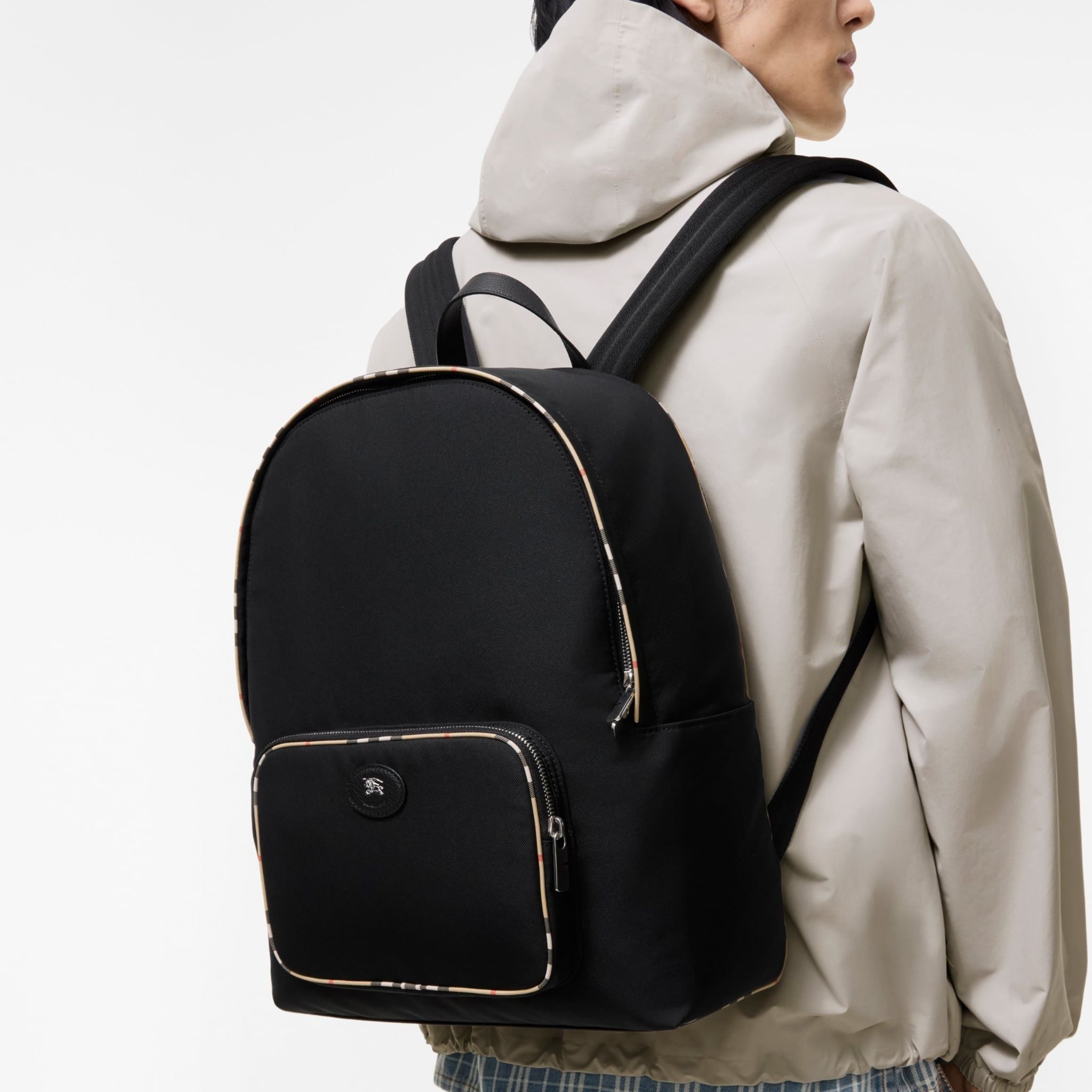  Balo Burberry Check Trim Backpack 'Black' 