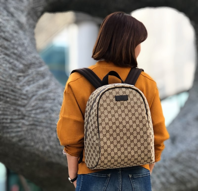  Balo Gucci GG Supreme Logo Backpack 'Beige' 