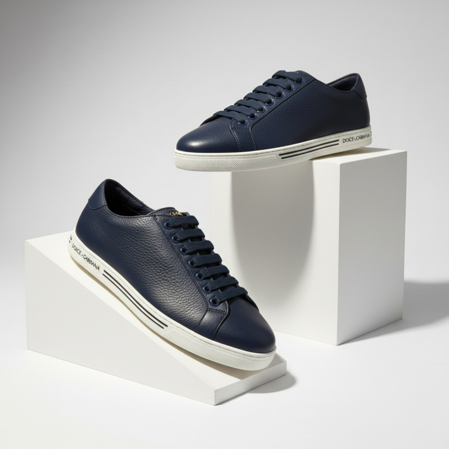  Giày Nam Dolce & Gabbana Navy Calf Leather 'Navy' 