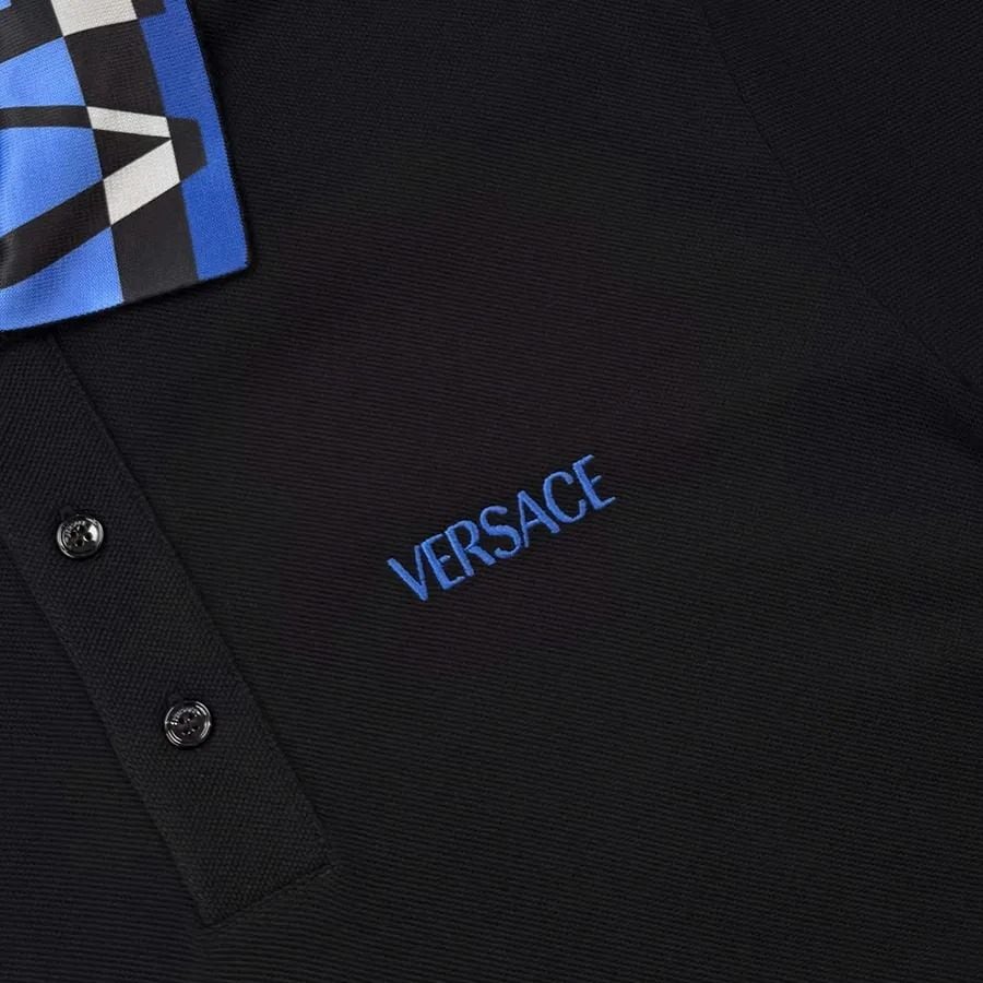  Áo Nam Versace Patterned Collar Logo 'Black' 