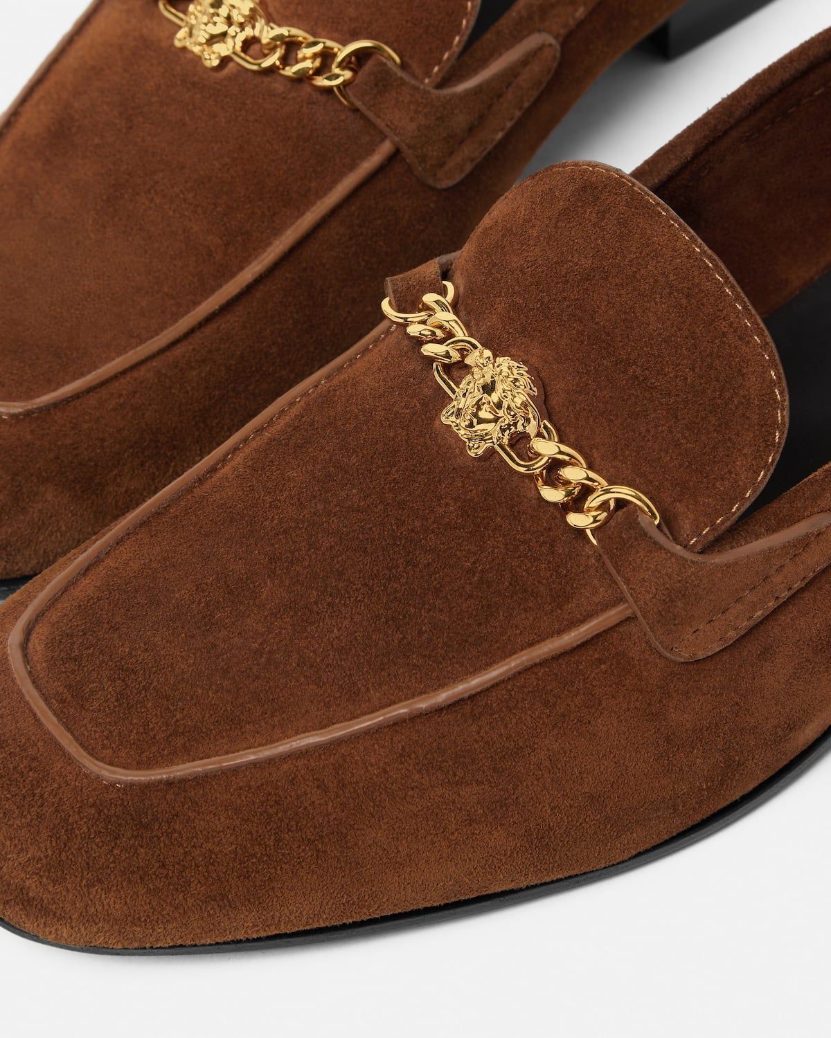  Giày Nữ Versace Medusa Suede Loafers 'Brown' 