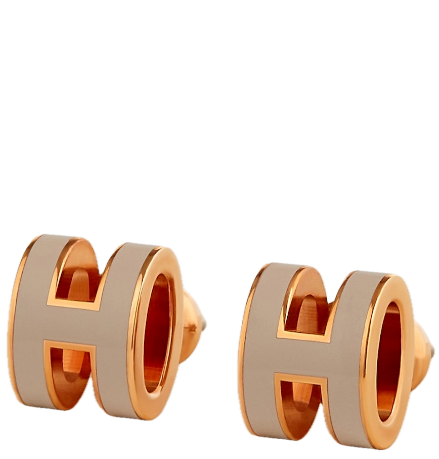  Khuyên Tai Nữ Hermes Mini Pop H 'Marron Glacé Rose Gold' 