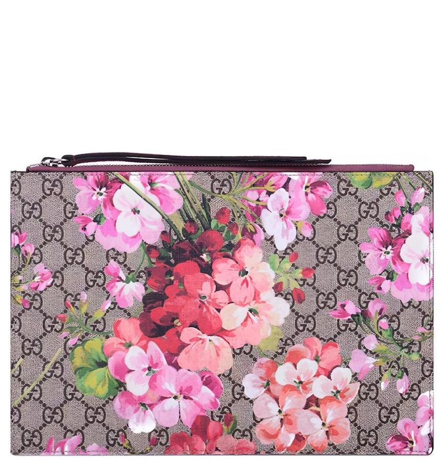  Túi Gucci GG Leather Large Clutch 'Geranium Print' 