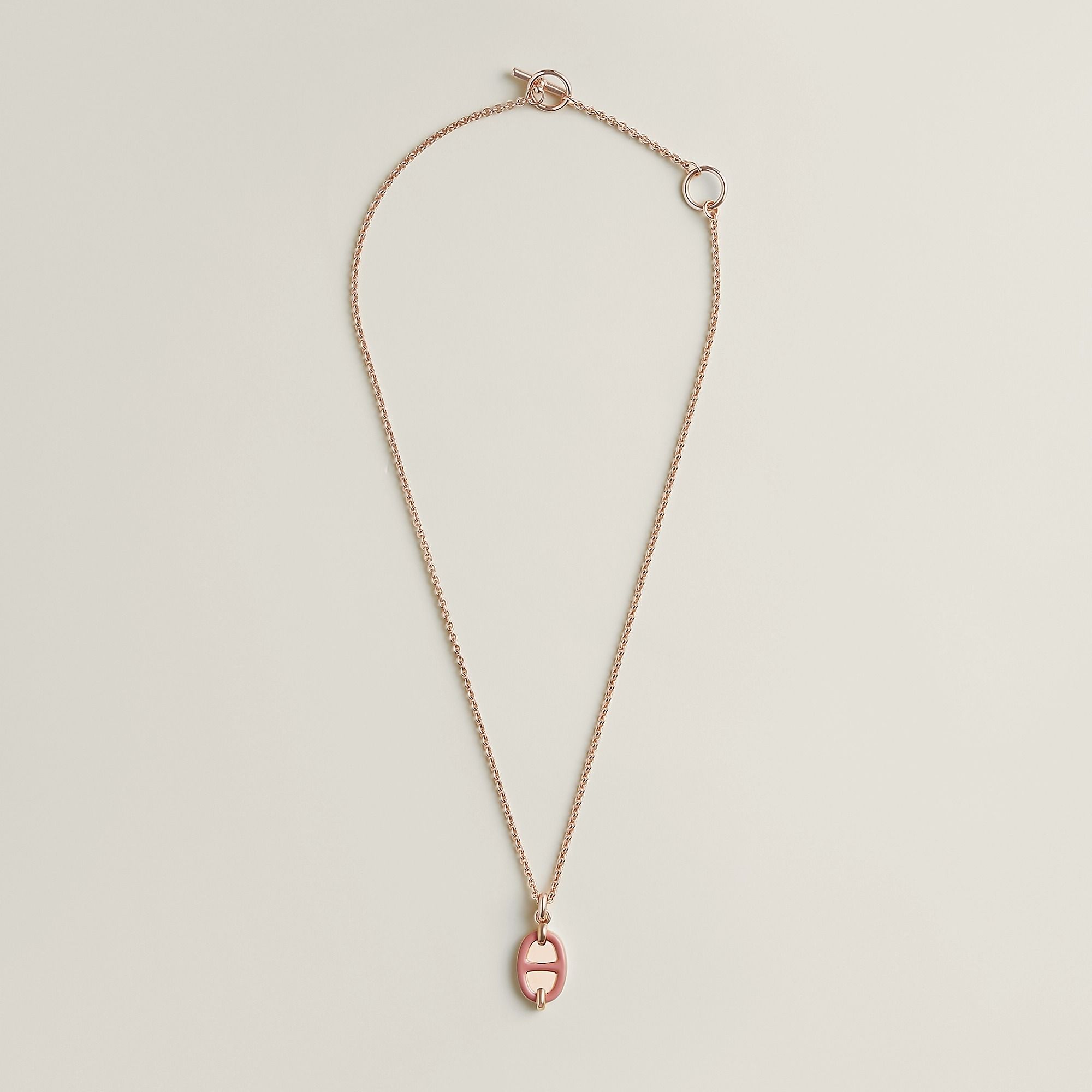  Vòng Cổ Nữ Hermes Mini Maillon 'Rose Beauté Rose Gold' 