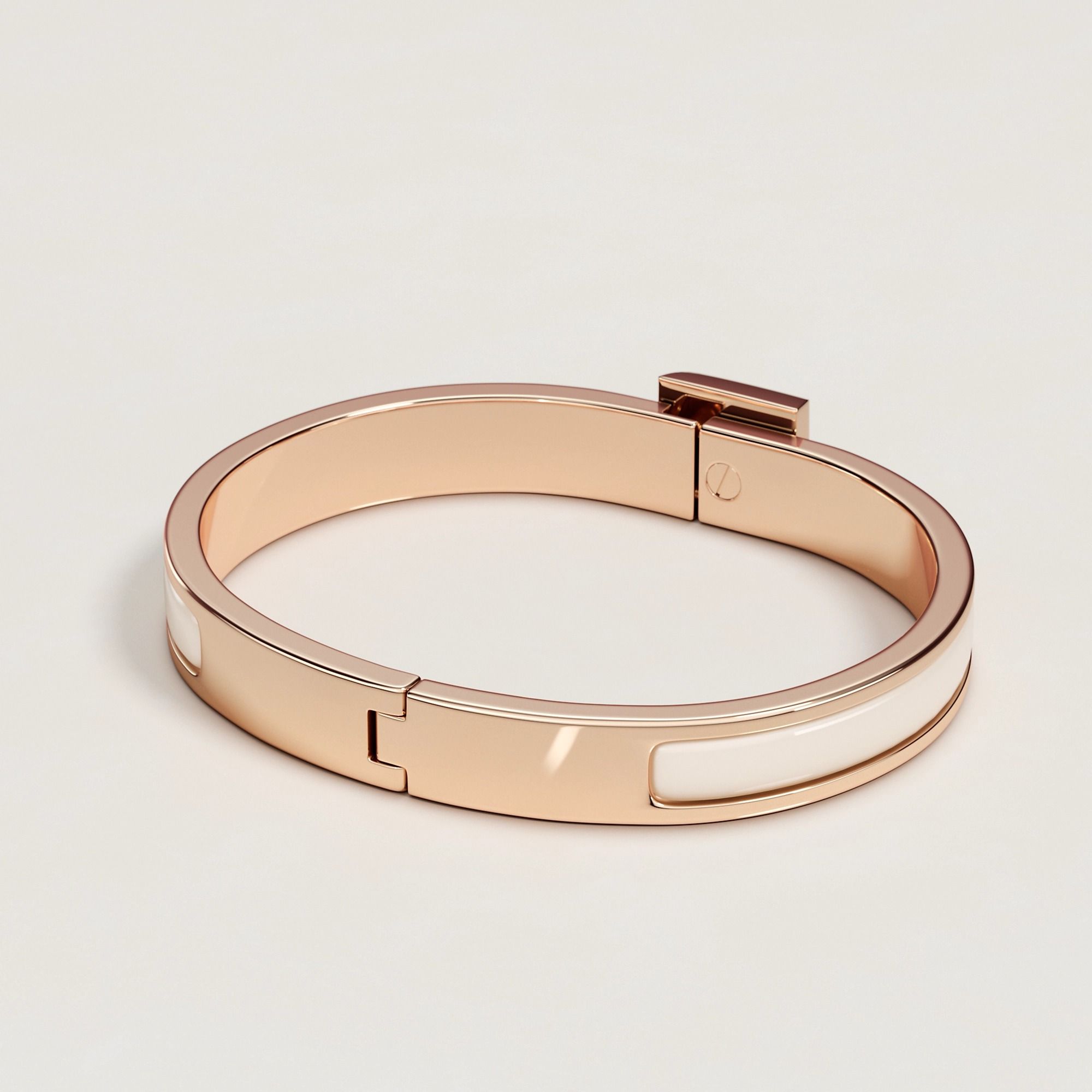  Vòng Tay Nữ Hermes Mini Clic Medor 'Crème Rose Gold' 