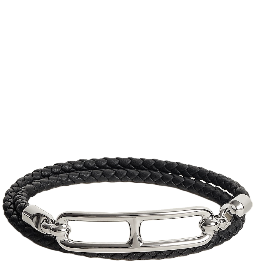  Vòng Tay Nữ Hermes Roulis Double Tour 'Noir Palladium' 