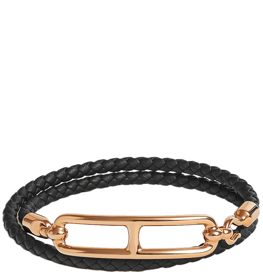  Vòng Tay Nữ Hermes Roulis Double Tour 'Noir Rose Gold' 