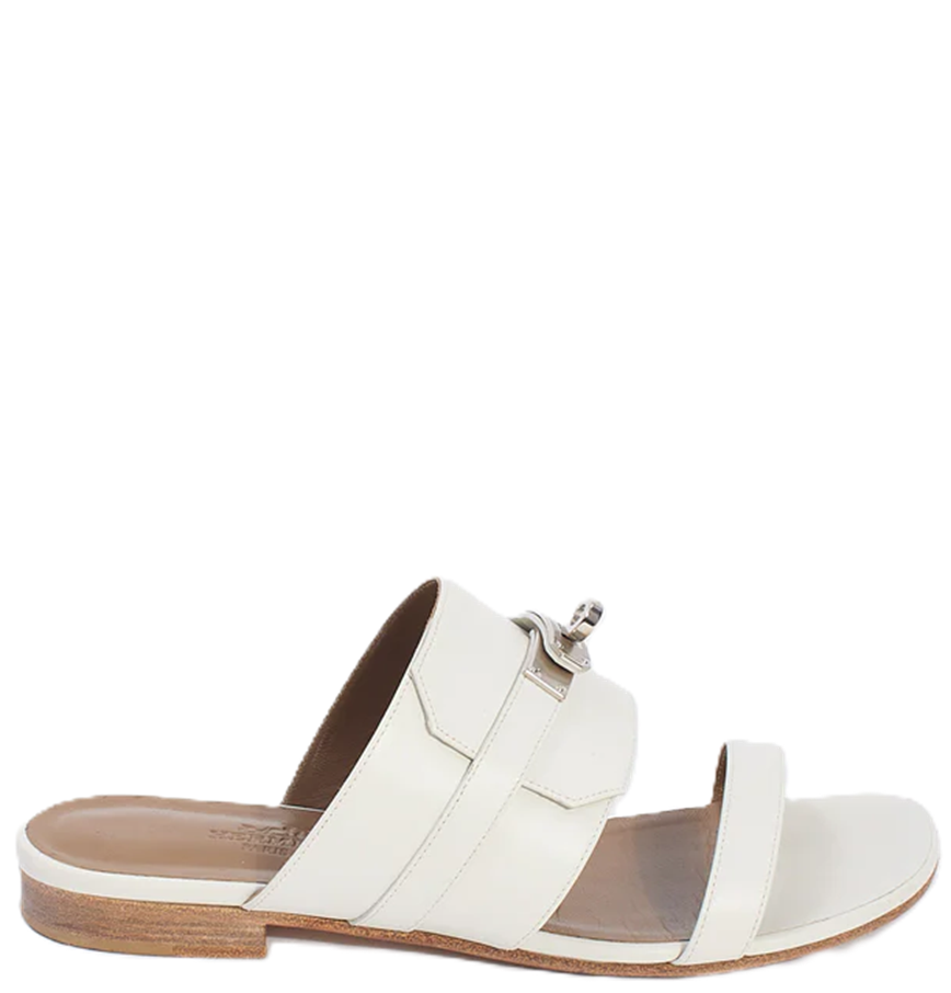  Dép Nữ Hermes Avenue Kelly Flat Sandals 'White' 