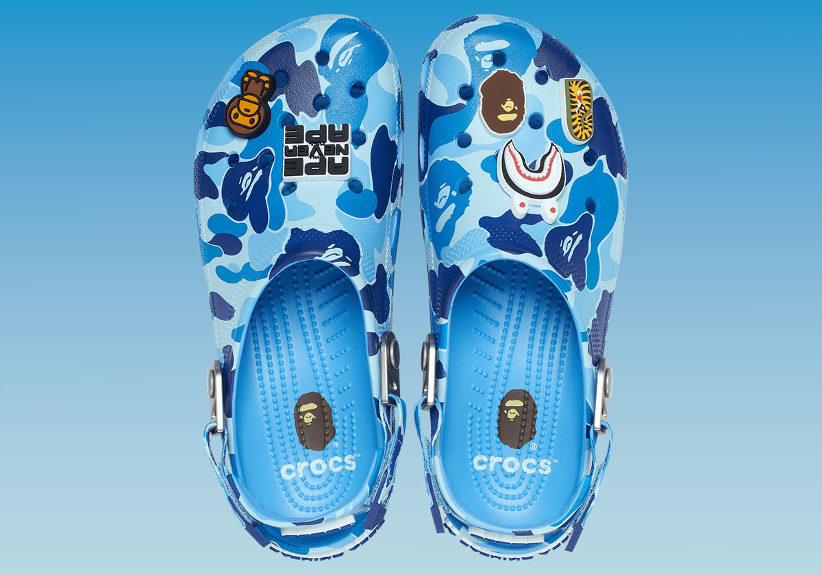  Dép Crocs Classic Clog x A Bathing Ape ABC ‘Camo Blue’ 