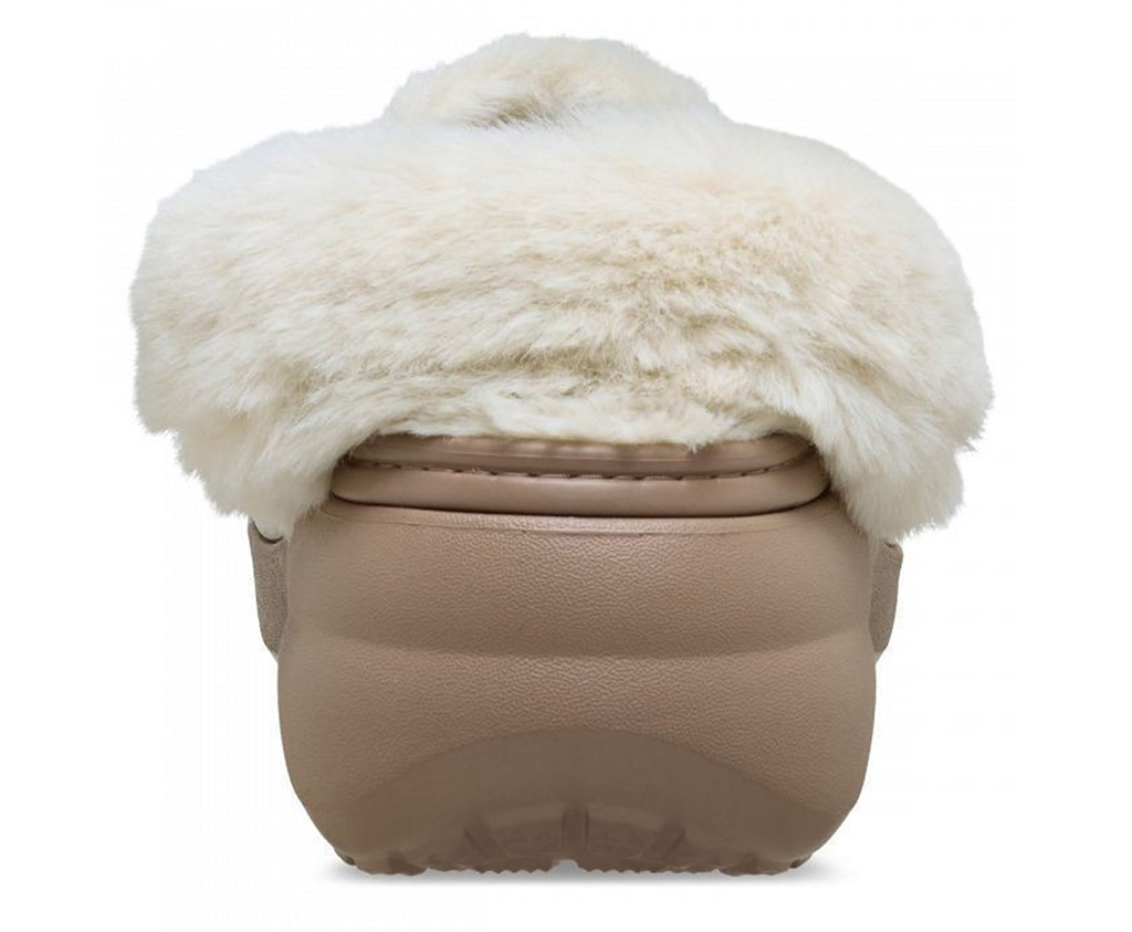  Dép Crocs Classic Platform Fuzz Lined Clog ‘Latte’ 
