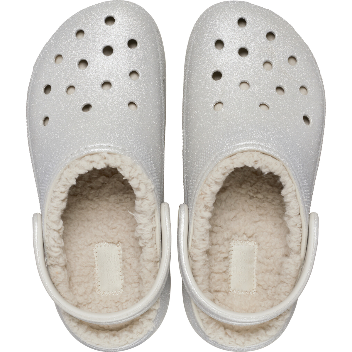  Dép Crocs Platform Glitter Lined Clog ‘Silver’ 