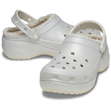  Dép Crocs Platform Glitter Lined Clog ‘Silver’ 