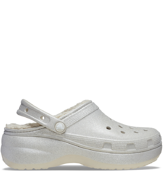 Dép Crocs Platform Glitter Lined Clog ‘Silver’ 
