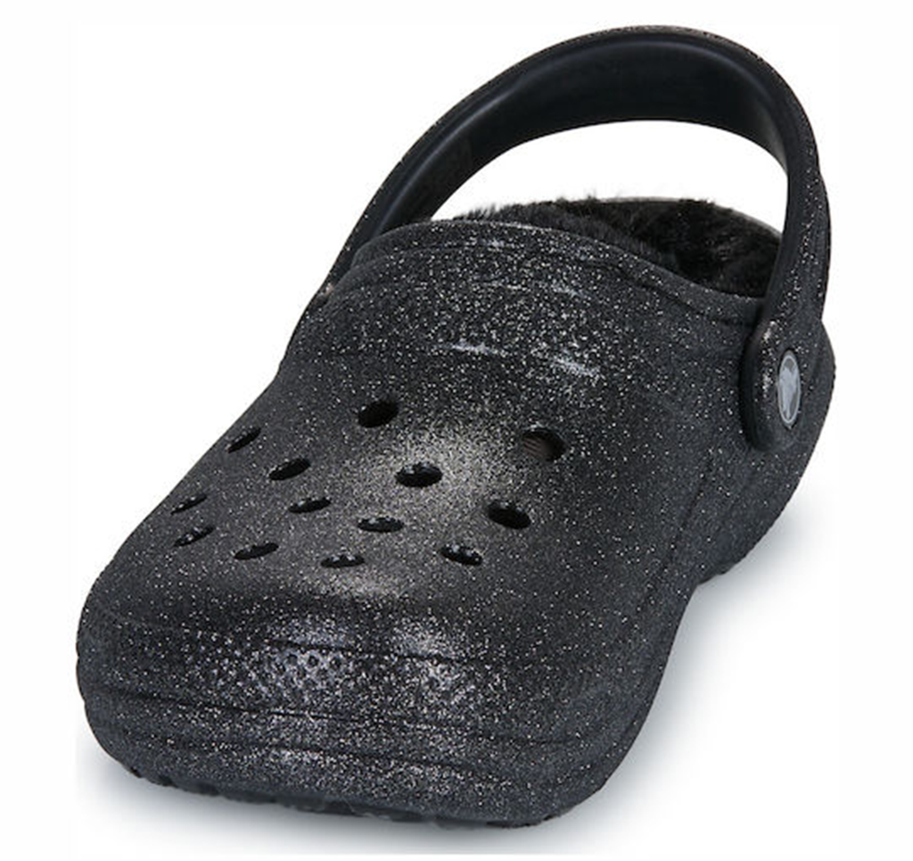  Dép Crocs Sabots Classic Fuzz Lined Glitter ‘Black’ 