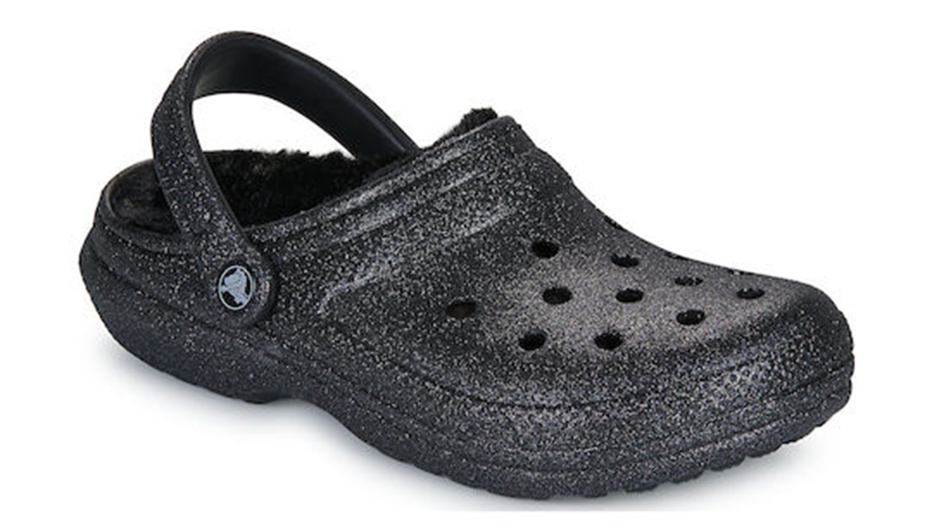  Dép Crocs Sabots Classic Fuzz Lined Glitter ‘Black’ 