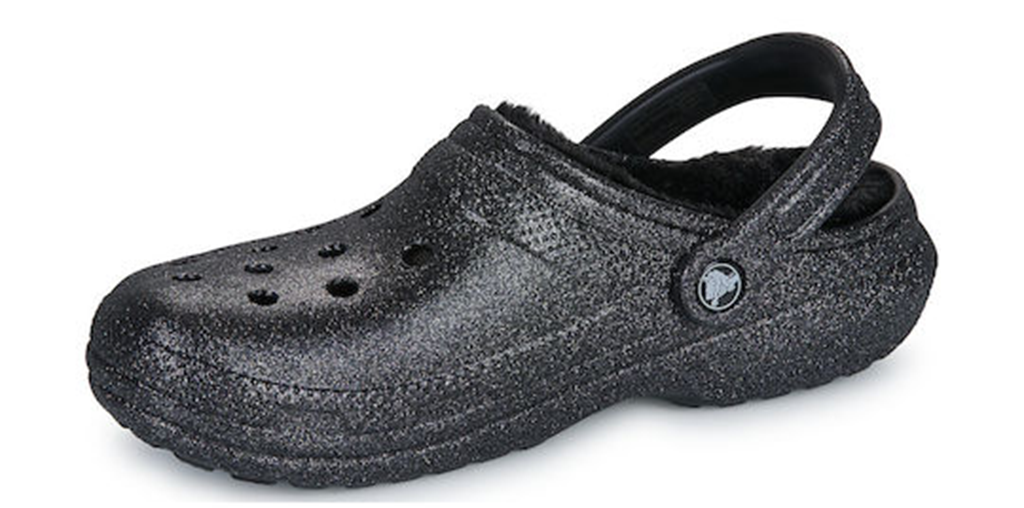  Dép Crocs Sabots Classic Fuzz Lined Glitter ‘Black’ 
