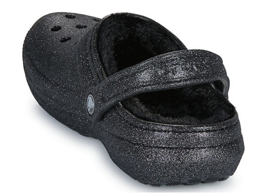  Dép Crocs Sabots Classic Fuzz Lined Glitter ‘Black’ 