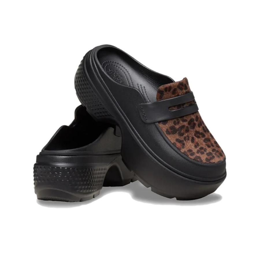  Dép Crocs Stomp Leopard Loafer Clogs ‘Black’ 
