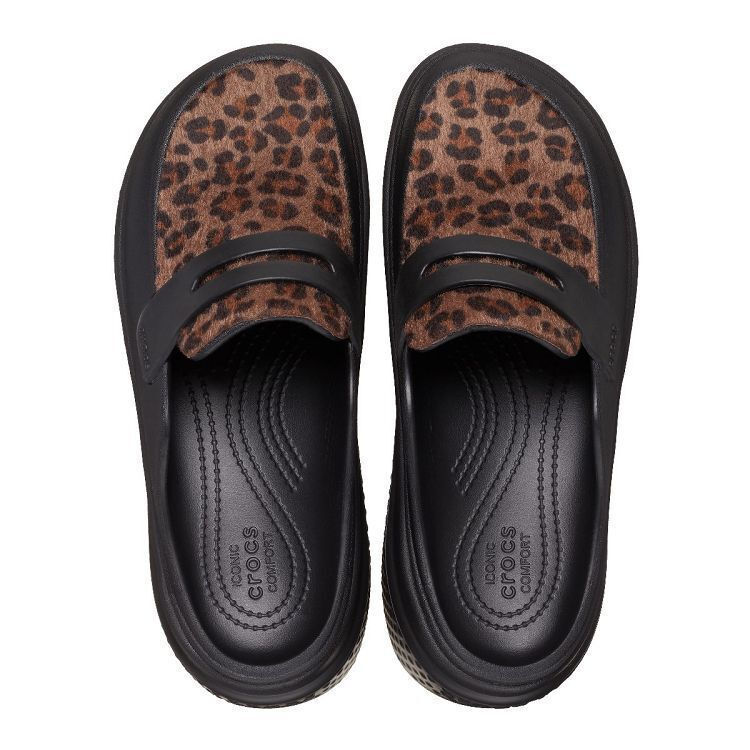  Dép Crocs Stomp Leopard Loafer Clogs ‘Black’ 
