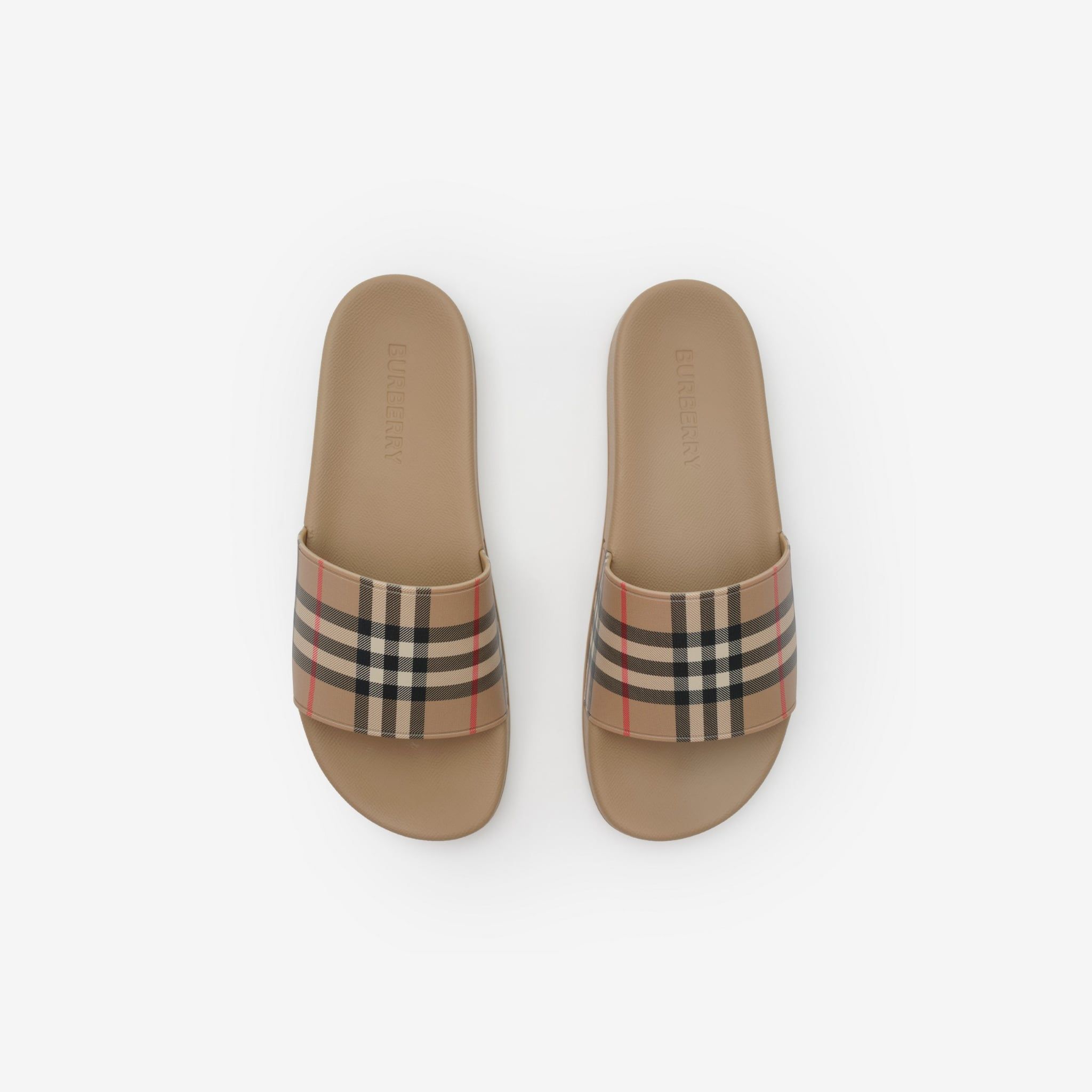  Dép Nam Burberry Check Slides 'Beige' 