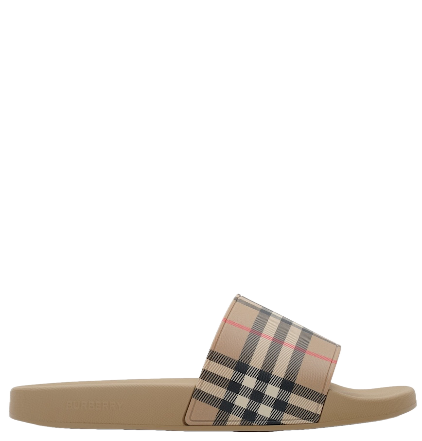  Dép Nam Burberry Check Slides 'Beige' 