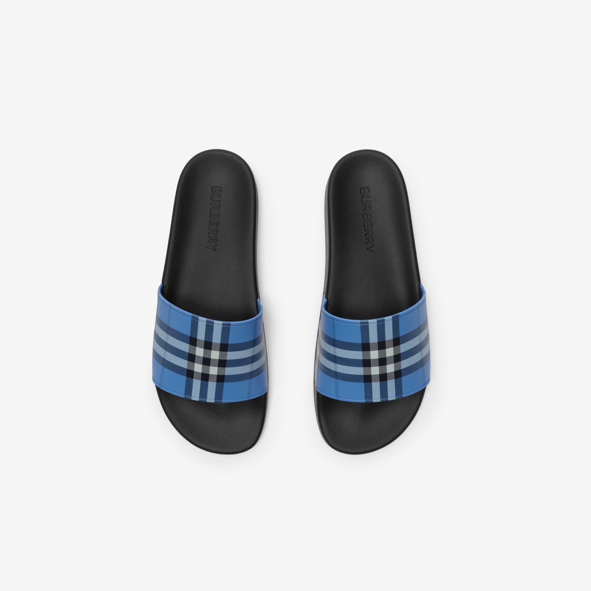  Dép Nam Burberry Check Slides 'Cornflower Blue' 