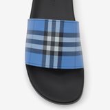  Dép Nam Burberry Check Slides 'Cornflower Blue' 
