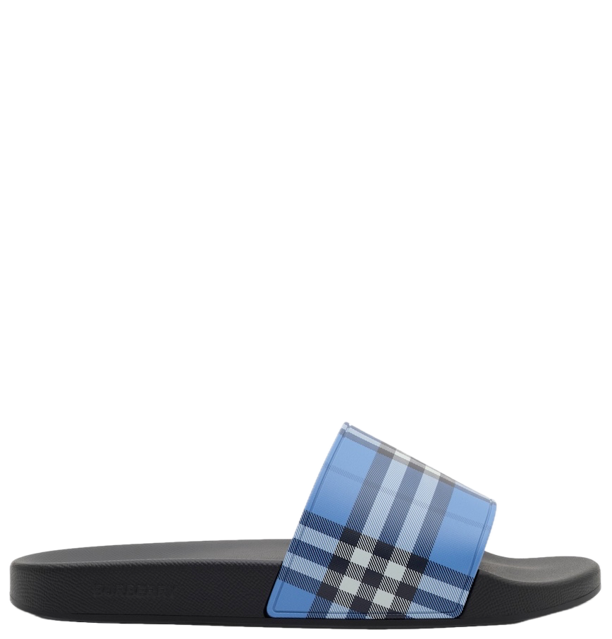  Dép Nam Burberry Check Slides 'Cornflower Blue' 