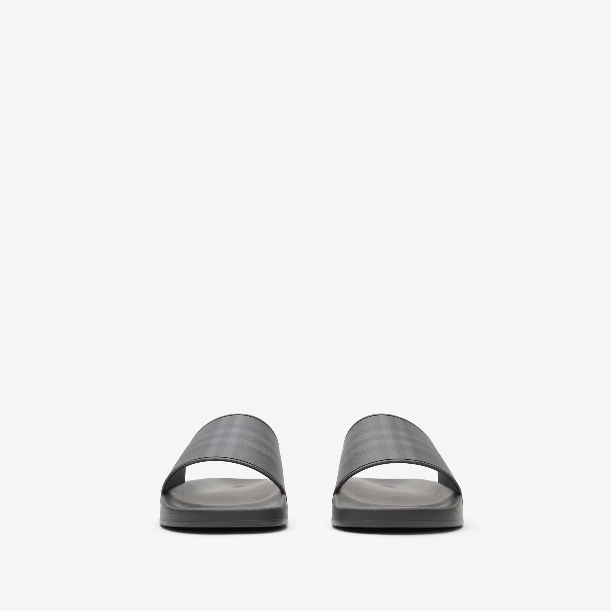  Dép Nam Burberry Check Slides 'Lead Grey' 