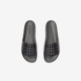  Dép Nam Burberry Check Slides 'Lead Grey' 