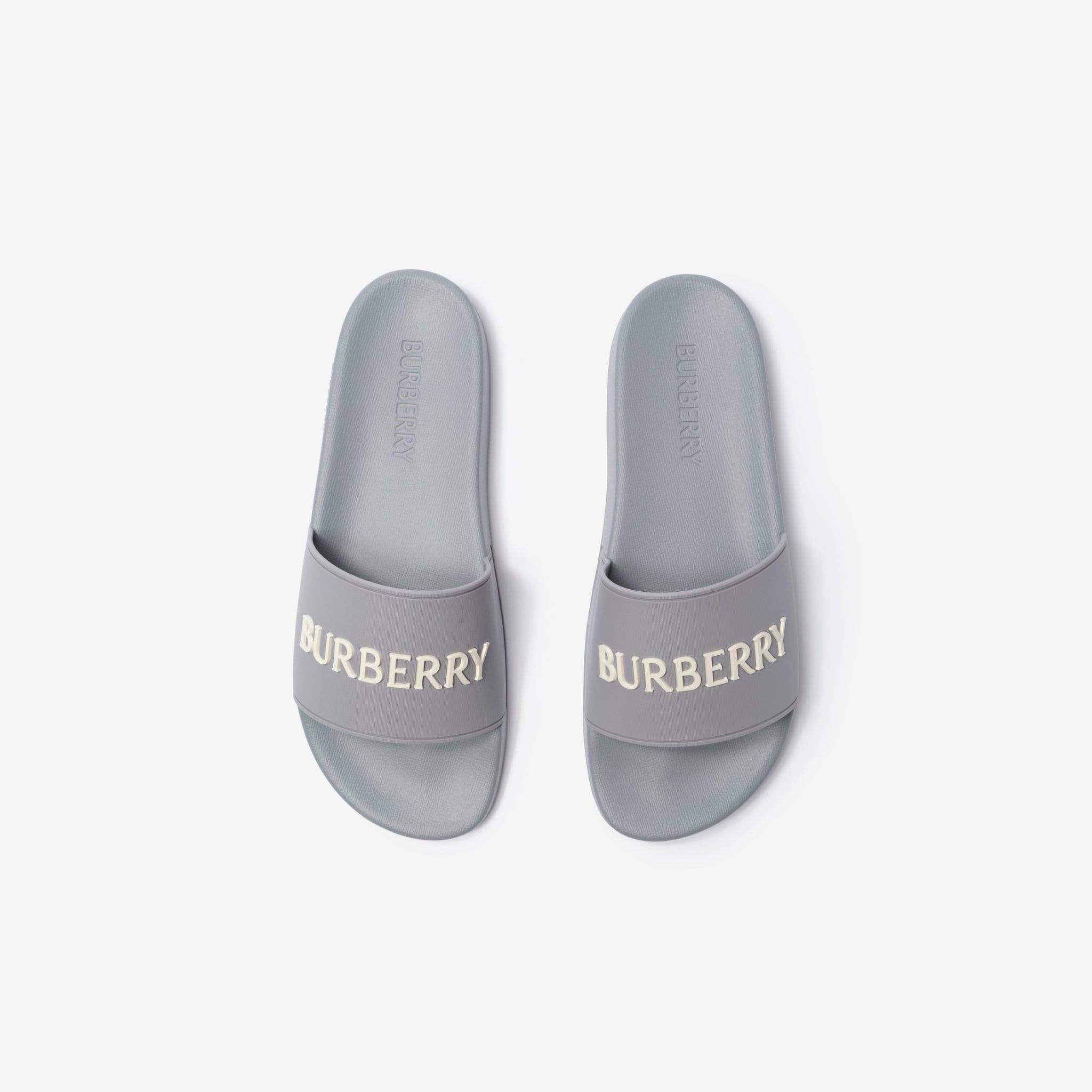  Dép Nam Burberry Logo Slides 'Grey' 