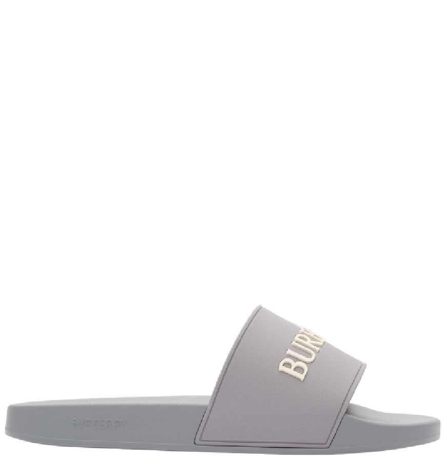  Dép Nam Burberry Logo Slides 'Grey' 