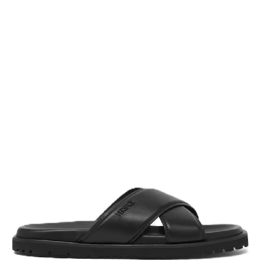  Dép Nam Versace Leather Sandals 'Black' 