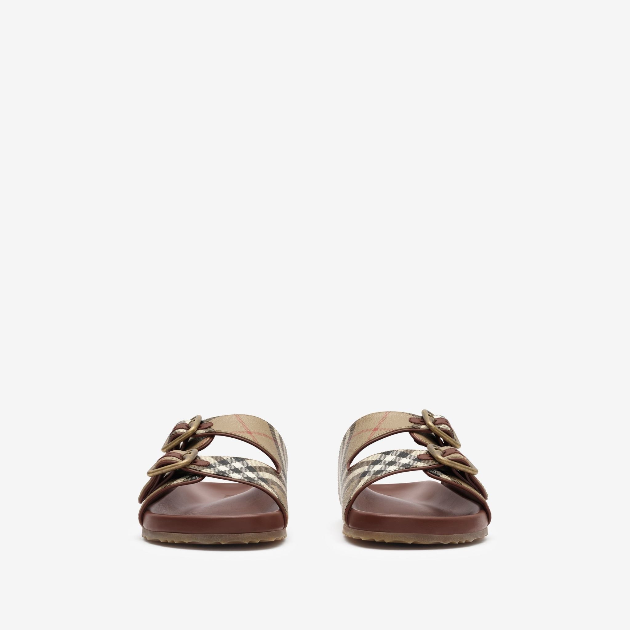  Dép Nữ Burberry Check Leather Urchin Sandals 'Beige' 