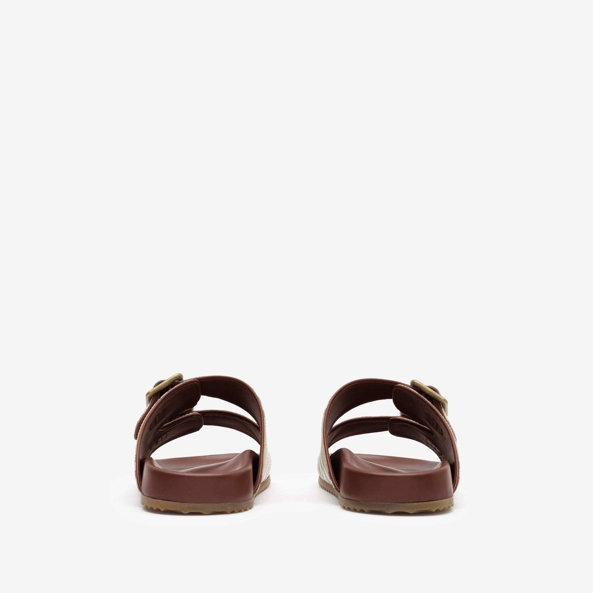  Dép Nữ Burberry Check Leather Urchin Sandals 'Beige' 