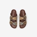  Dép Nữ Burberry Check Leather Urchin Sandals 'Beige' 