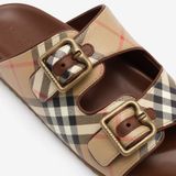  Dép Nữ Burberry Check Leather Urchin Sandals 'Beige' 