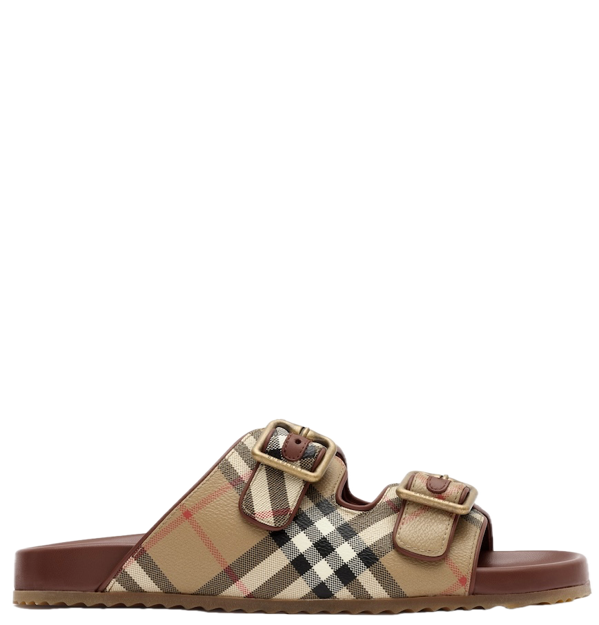  Dép Nữ Burberry Check Leather Urchin Sandals 'Beige' 