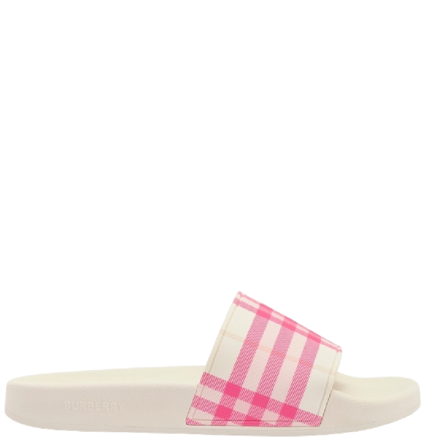  Dép Nữ Burberry Check Slides 'Aubergine Purple' 