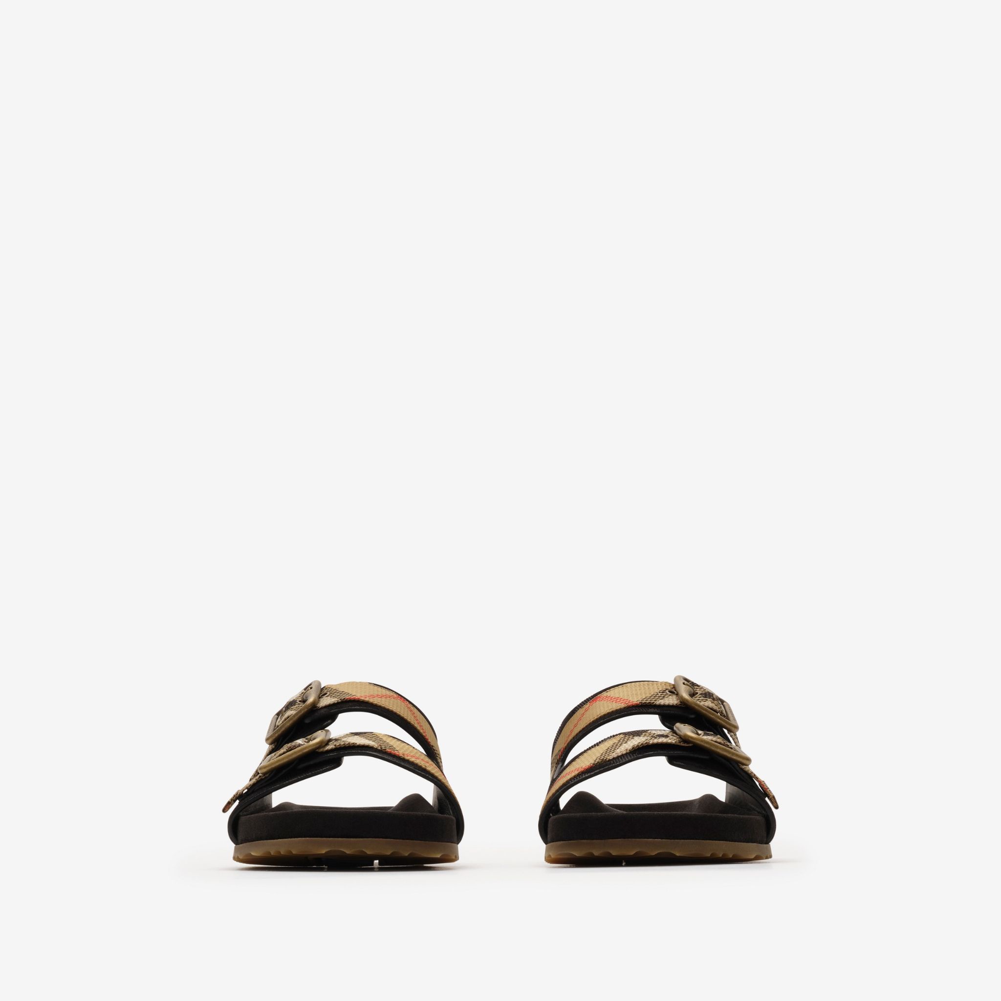  Dép Nữ Burberry Check Suede Urchin Sandals 'Black' 