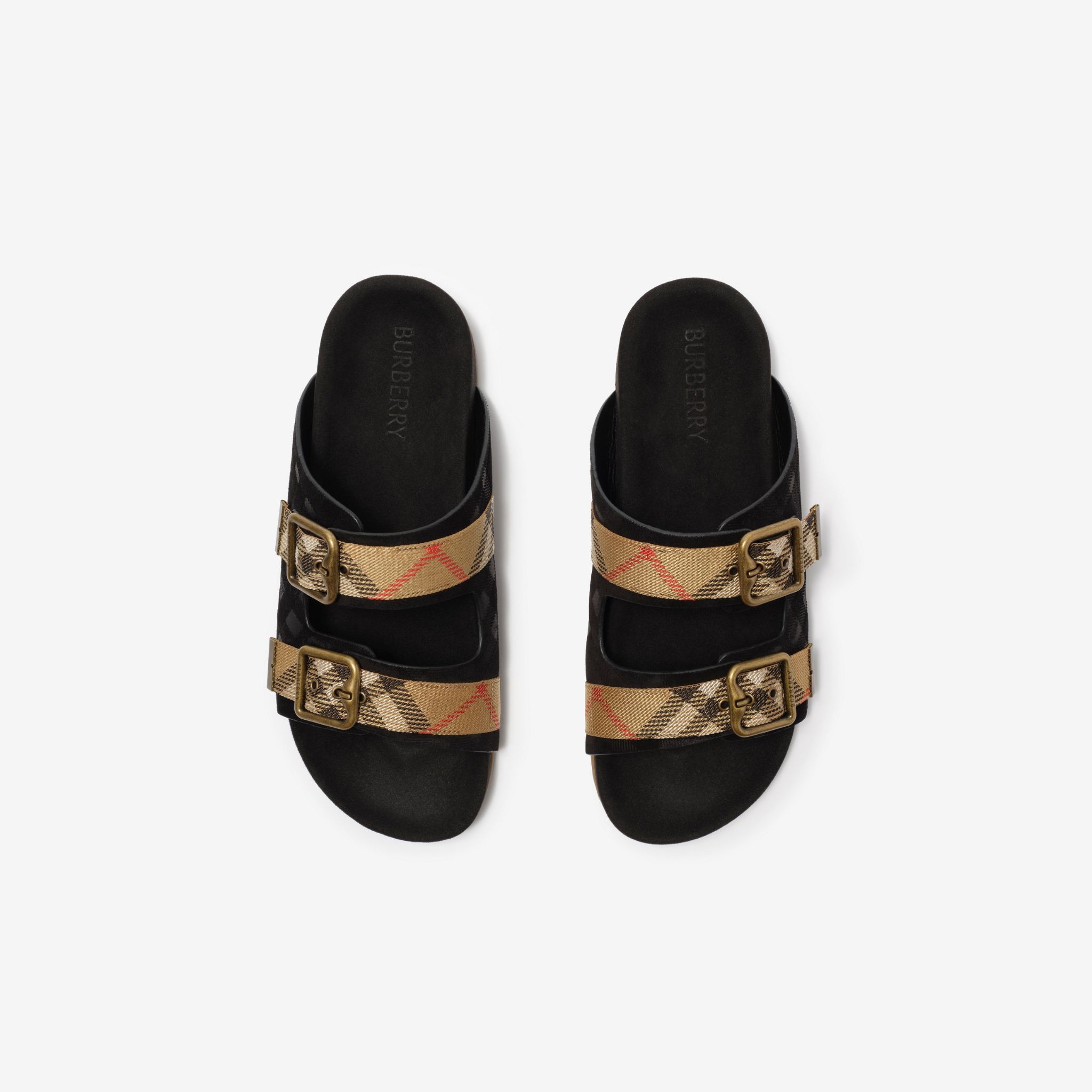  Dép Nữ Burberry Check Suede Urchin Sandals 'Black' 