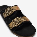  Dép Nữ Burberry Check Suede Urchin Sandals 'Black' 