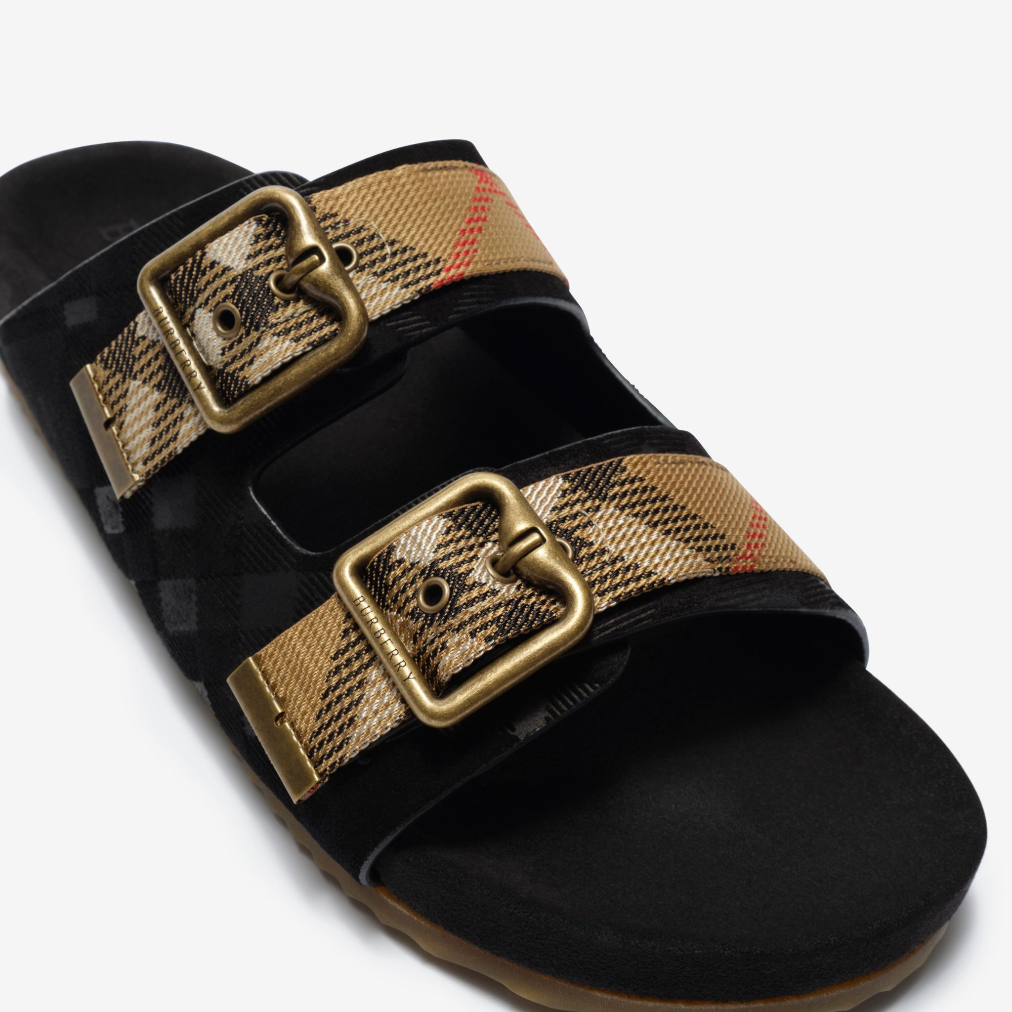  Dép Nữ Burberry Check Suede Urchin Sandals 'Black' 