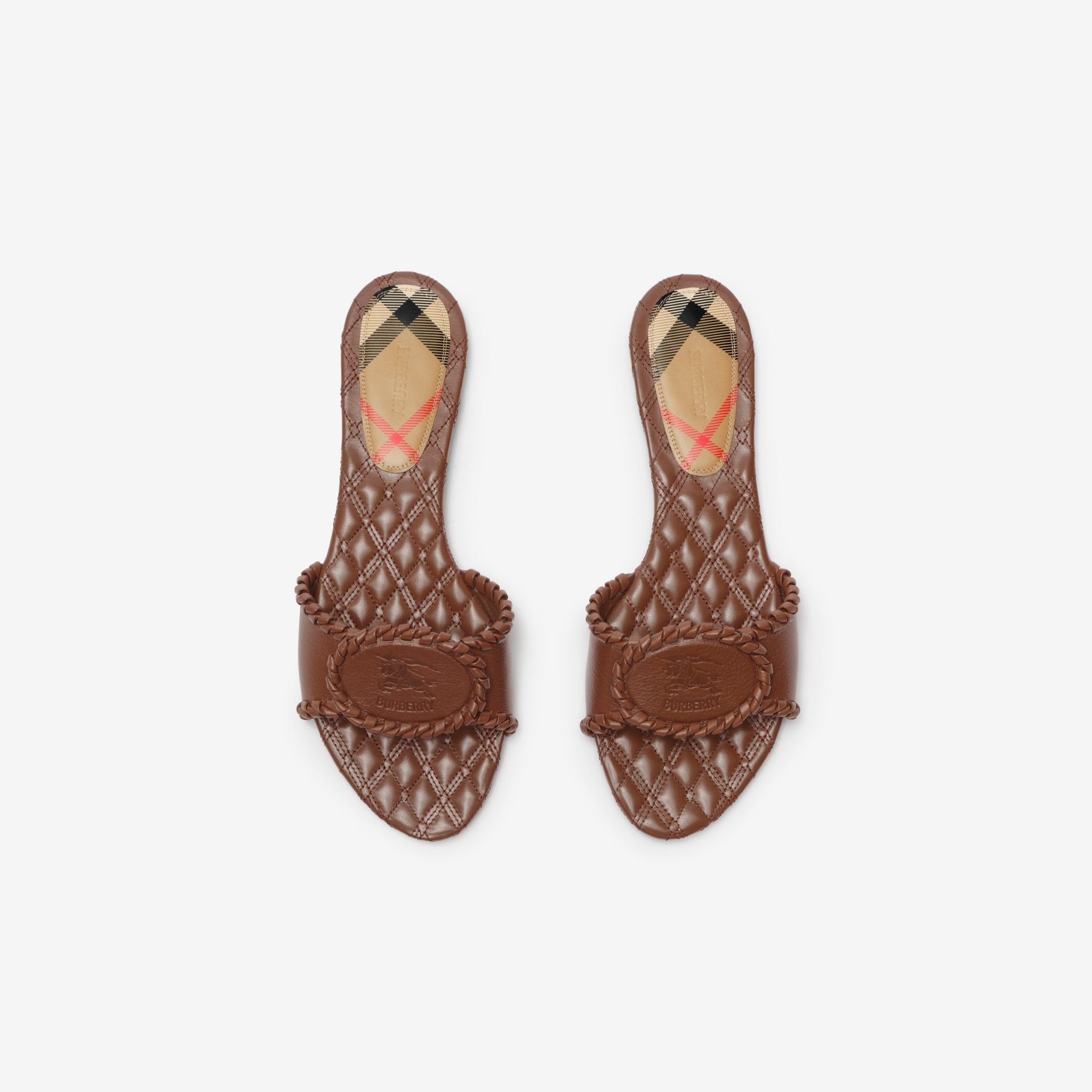  Dép Nữ Burberry Knight Stamp Slides 'Saddle Brown' 