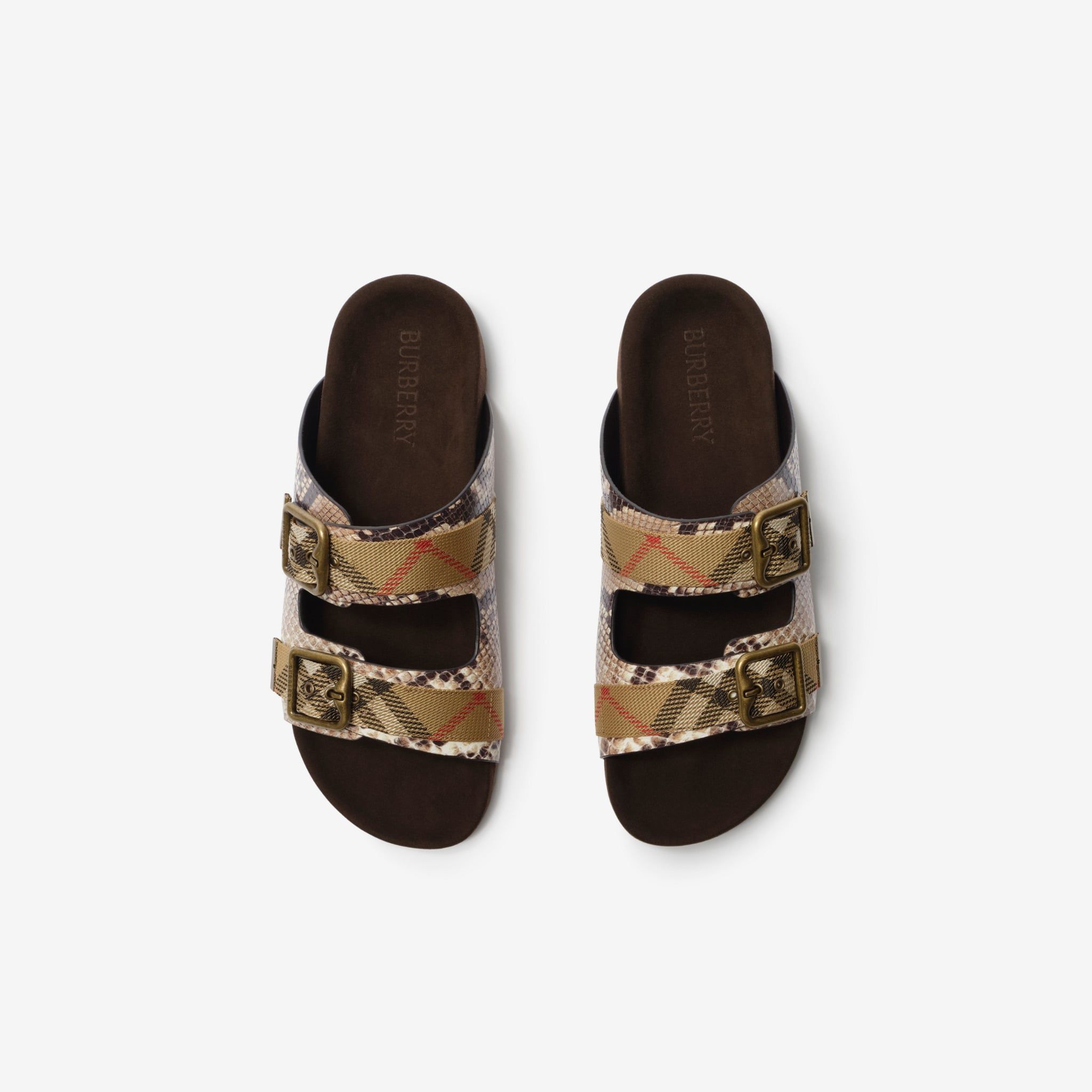  Dép Nữ Burberry Python-print Leather Urchin Sandals 'Beige' 