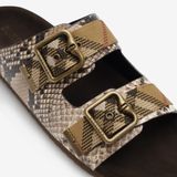  Dép Nữ Burberry Python-print Leather Urchin Sandals 'Beige' 